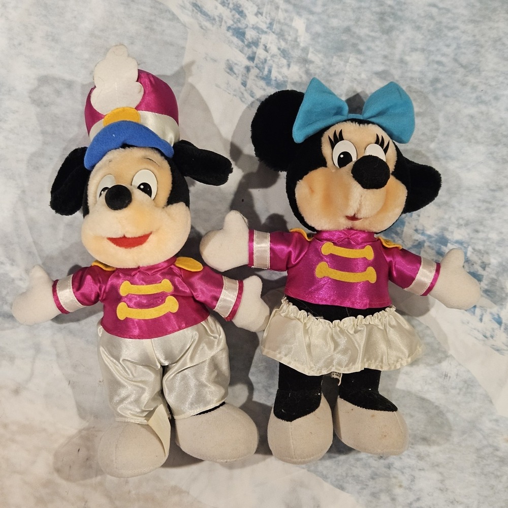 Vintage Disney‎ Band Mickey Minnie Plush Disneyland Drum Major Set Pink Outfit